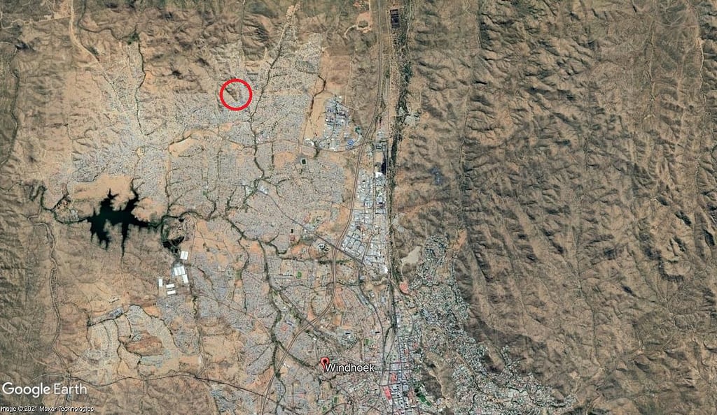 Satellite image showing location.